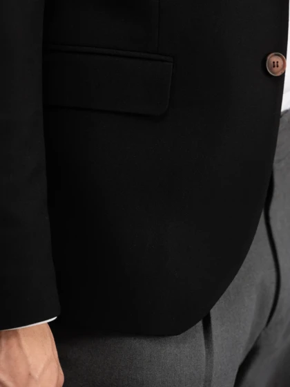 کت فاستونی مشکی (دو دکمه قهوه ای) c236