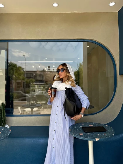 مانتو راه راه بلند DR673