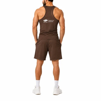 ست رکابی و شلوارک ورزشی مردانه G Wear مدل 5F0604 قهوه ای