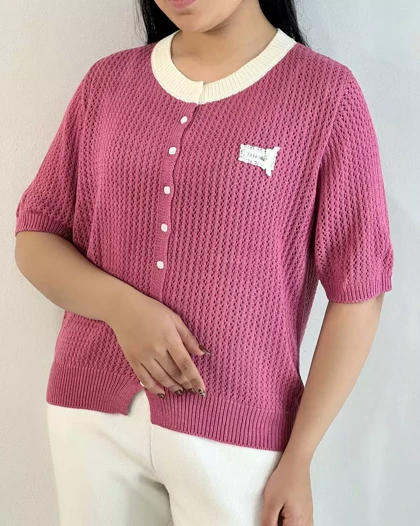 کاردیگان قلاب بافی جلو دکمه کد 5389