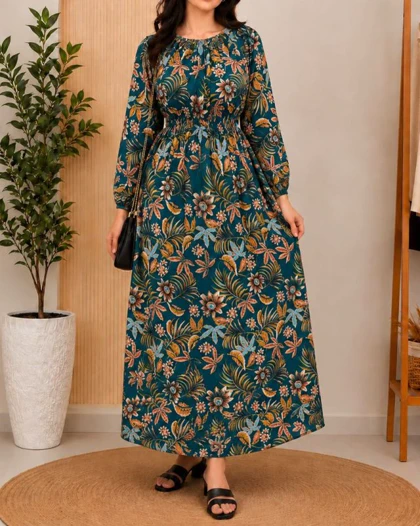 پیراهن ساحلی گل‌دار نخی زنانه 7628