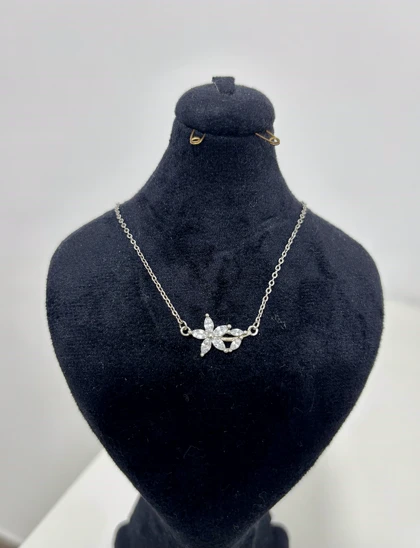 گردنبند نقره زنانه طرح گل 1003