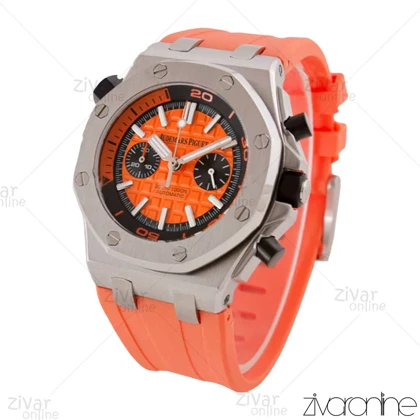 ساعت اودمار پیگه (AP) مردانه سه موتوره بند رابر نارنجی 104045