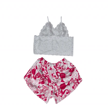 ست نیم‌تنه گیپور و شلوارک طرح باربی 149