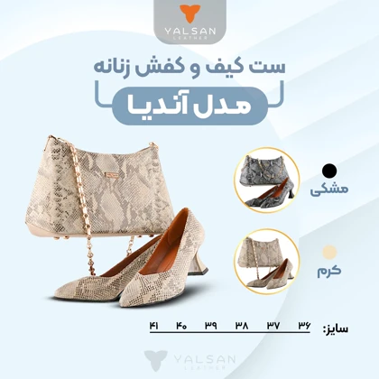 ست کیف و کفش زنانه چرم یلسان مدل آندیا کد 900-ROZHIN-RTL