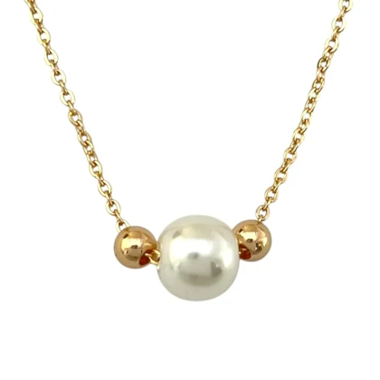 گردنبند زنانه ژوپینگ مدل مریسا طرح طلا با آویز مروارید