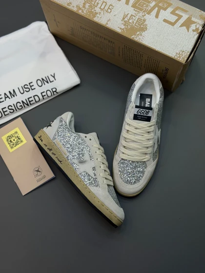 کتانی گلدن گوس بال استار نقره ایی براقGolden Goose Ball Star Silver Glitter