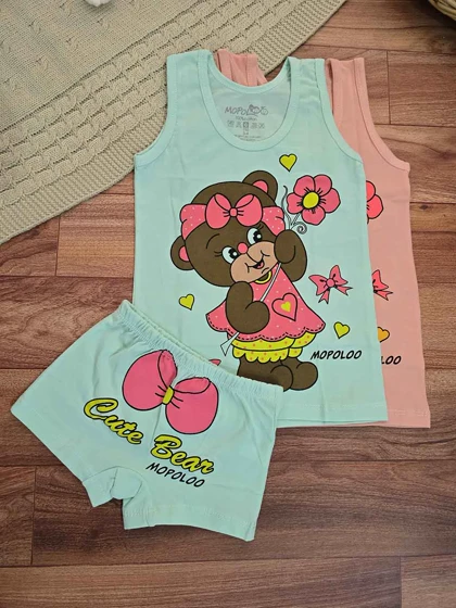 ست شورت زیرپوش دخترانه طرح خرس ناز
