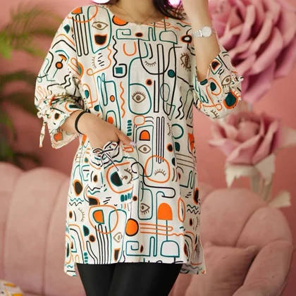 تونیک زنانه لینن طرح چشم و نظر
