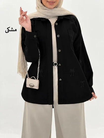 4244-مانتو کتان گلدوزی پاپیون