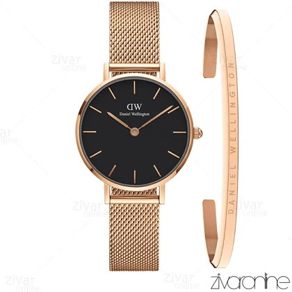 ست دستبند و ساعت دنیل ولینگتون زنانه گرد صفحه مشکی 104916