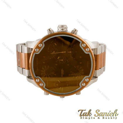 ساعت دیزل هفت موتوره دورنگ رزگلد صفحه قهوه ای Diesel-4505-G