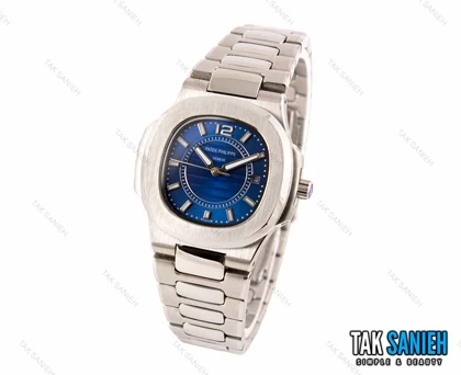 ساعت پتک فلیپ ناتیلوس زنانه نقره ای صفحه سرمه ای Patek-2470-L
