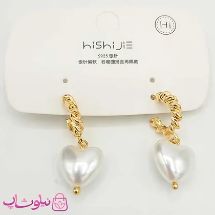 گوشواره حلقه‌ای آویزدار طرح قلب