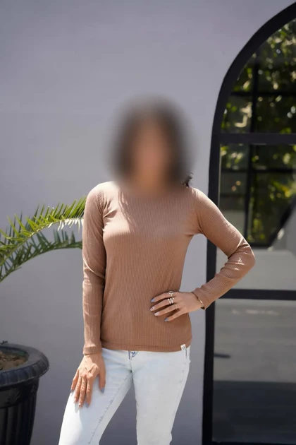 بلوز زنانه پنبه کبریتی یقه گرد قد 60