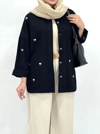 مانتو کتان کاغذی گلدوزی بینا