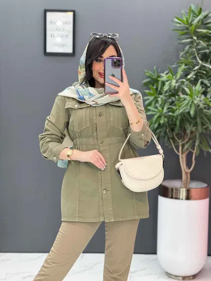 مانتو جین کمرکش چاک‌دار