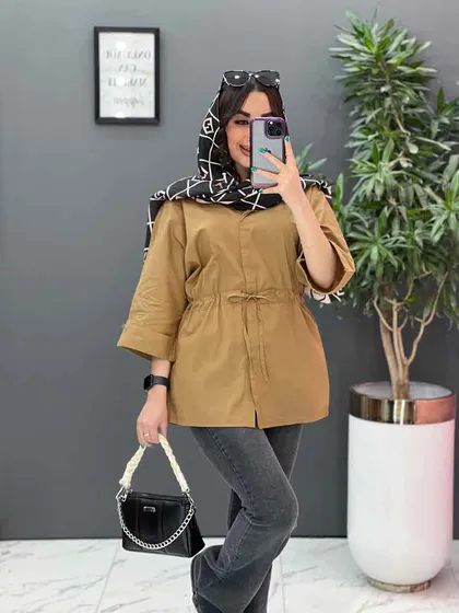 مانتو لینن دکمه مخفی کمرگت