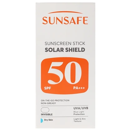 ضد آفتاب صورت و بدن بی رنگ سان سیف مدل Solar Shield SPF50 پوست خشک