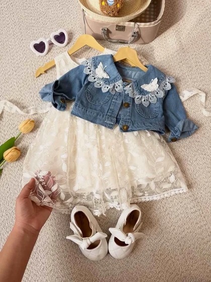 کت جین و سارافون مدل پروانه