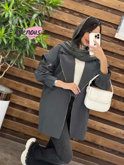 بارانی یقه زیپ‌دار آستین زنجیری