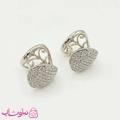 گوشواره حلقه‌ای ژوپینگ پرنگین نقره ای