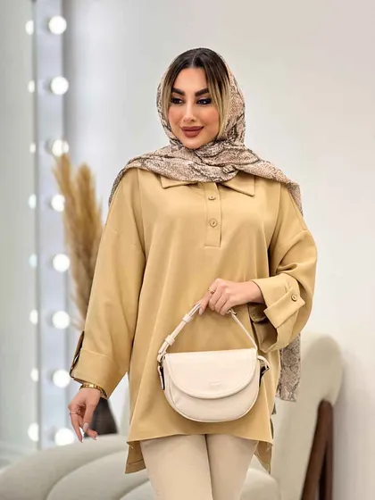 مانتو جلو بسته آستین پاگن