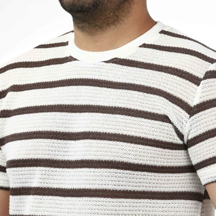 تیشرت آستین کوتاه بافت مردانه سیزر مدل 15512066