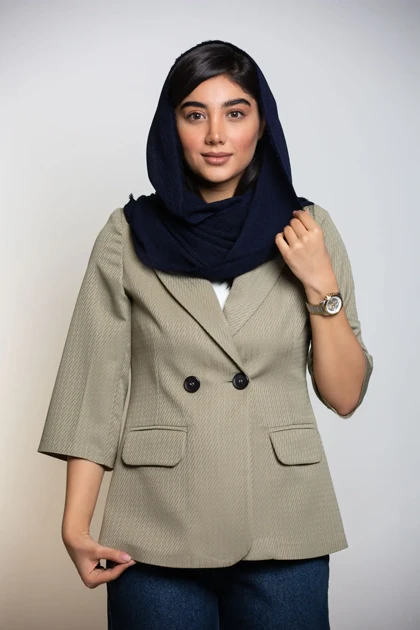 کت زنانه یقه بلیزر آستین 3ربع