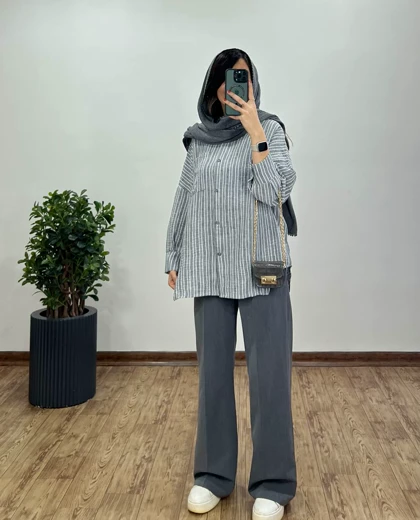 تونیک مانتویی لینن پنبه ویدنا