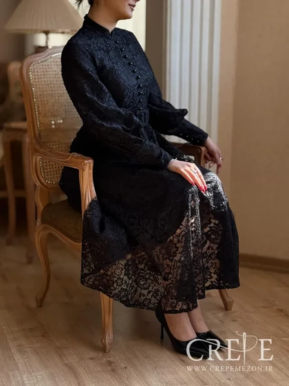 پیراهن گیپور کمربند دار