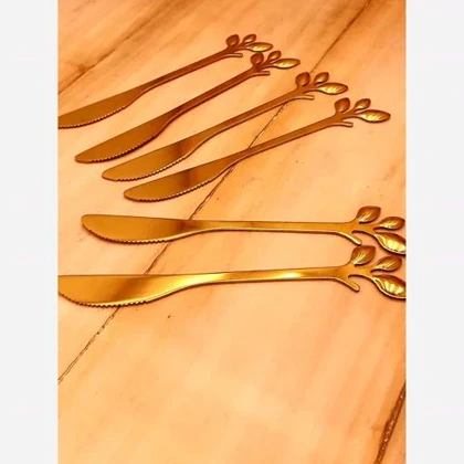 کارد 6 عددی طلایی طرح برگ