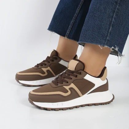 کفش و کتانی اسپرت زنانه و دخترانه رنگ قهوه ای کد M816