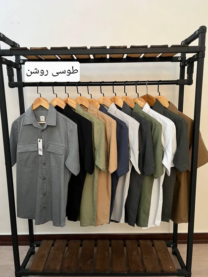 پیراهن کتان آستین کوتاه جیب‌دار 2398