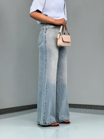 شلوار فلر بگ جین آبی فرانک