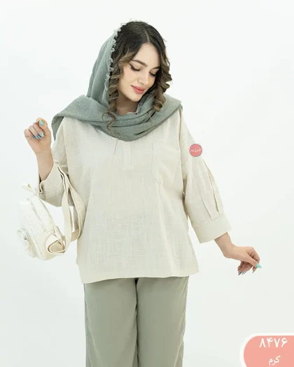 شومیز جلوبسته تک جیب جانان 8476