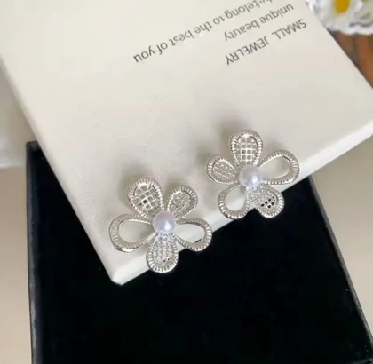 گوشواره گل مروارید حصیری