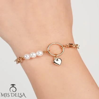 دستبند قلب و مروارید ژوپینگ کد 2970