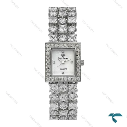 ساعت مجلسی رویال کرون زنانه مستطیل فول نگین Royal-7251-L