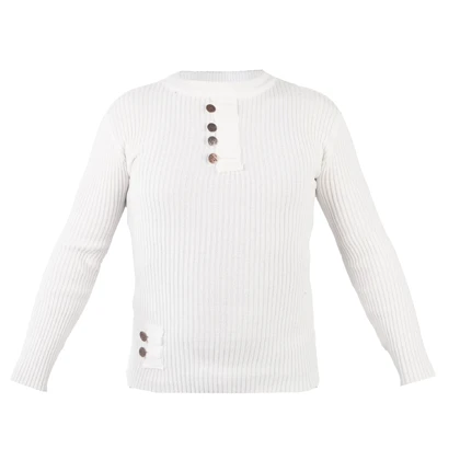 بافت مردانه سفید مدل دکمه‌ای