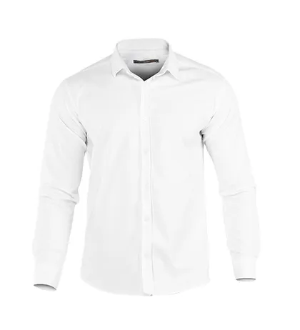 پیراهن اسپرت کتان مردانه آستین بلند سفید Polo