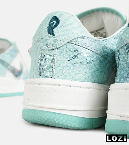 کفش کتانی مردانه و زنانه سفید آبی سبز NIKE dunk low steam puppet