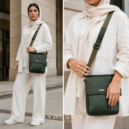 کیف دوشی چرم یلسان مدل ماهان کد 010-PRM