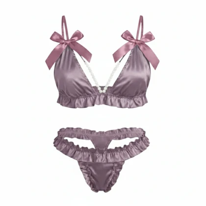 ست شورت و سوتین ساتن مرواریدی پوست پیازی فلور 2017