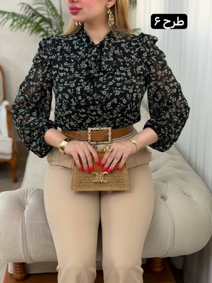 شومیز حریر آستین پف 3698