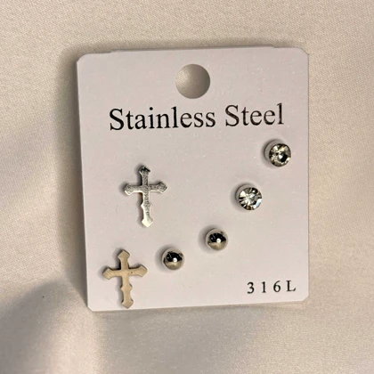 پک گوشواره استیل سیلور کد 02