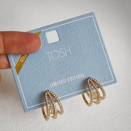 گوشواره حلقه‌ای زنانه TOSH سه‌لا با نگین و مروارید Limited Edition