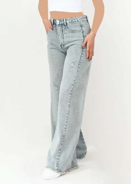 شلوار فول بگ جین زاپ‌دار