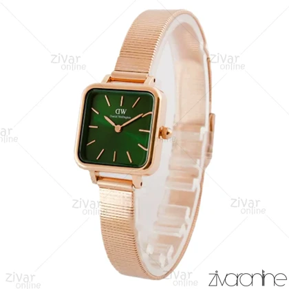 ساعت دنیل ولینگتون زنانه کوادرو رزگلد صفحه سبز 104199