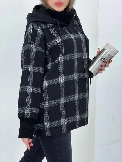 هودی چهارخونه ترکیبی پایین گت